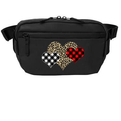 Cute Stylish Leopard Plaid Print Valentine Hearts Crossbody Pack