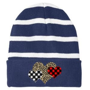 Cute Stylish Leopard Plaid Print Valentine Hearts Striped Beanie with Solid Band