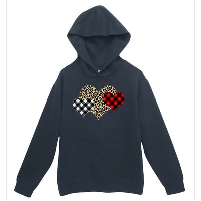 Cute Stylish Leopard Plaid Print Valentine Hearts Urban Pullover Hoodie