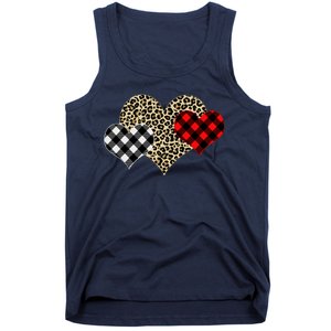 Cute Stylish Leopard Plaid Print Valentine Hearts Tank Top