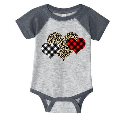 Cute Stylish Leopard Plaid Print Valentine Hearts Infant Baby Jersey Bodysuit