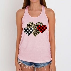 Cute Stylish Leopard Plaid Print Valentine Hearts Women's Knotted Racerback Tank