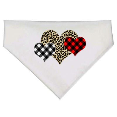 Cute Stylish Leopard Plaid Print Valentine Hearts USA-Made Doggie Bandana