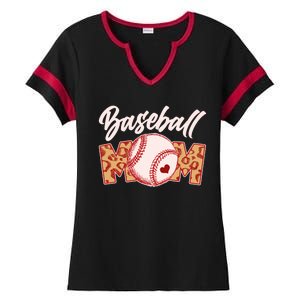 Cute Stylish Leopard Print Baseball Mom Ladies Halftime Notch Neck Tee