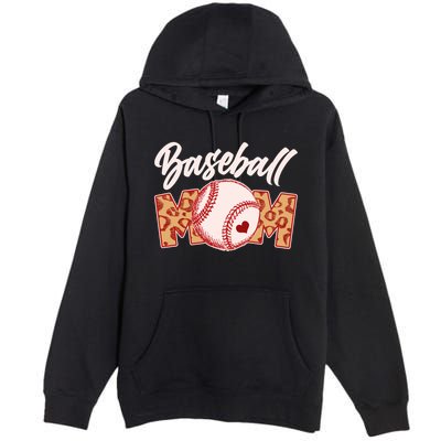 Cute Stylish Leopard Print Baseball Mom Premium Pullover Hoodie