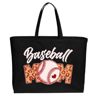 Cute Stylish Leopard Print Baseball Mom Cotton Canvas Jumbo Tote