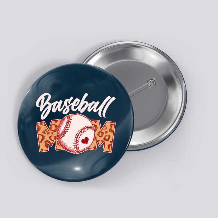 Cute Stylish Leopard Print Baseball Mom Button