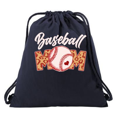 Cute Stylish Leopard Print Baseball Mom Drawstring Bag