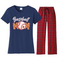 Cute Stylish Leopard Print Baseball Mom Women's Flannel Pajama Set