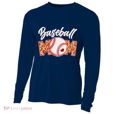 Cute Stylish Leopard Print Baseball Mom Cooling Performance Long Sleeve Crew