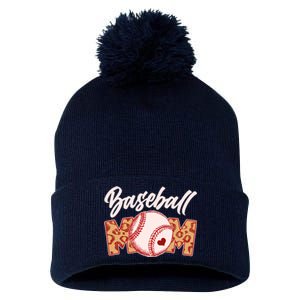 Cute Stylish Leopard Print Baseball Mom Pom Pom 12in Knit Beanie