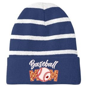 Cute Stylish Leopard Print Baseball Mom Striped Beanie with Solid Band