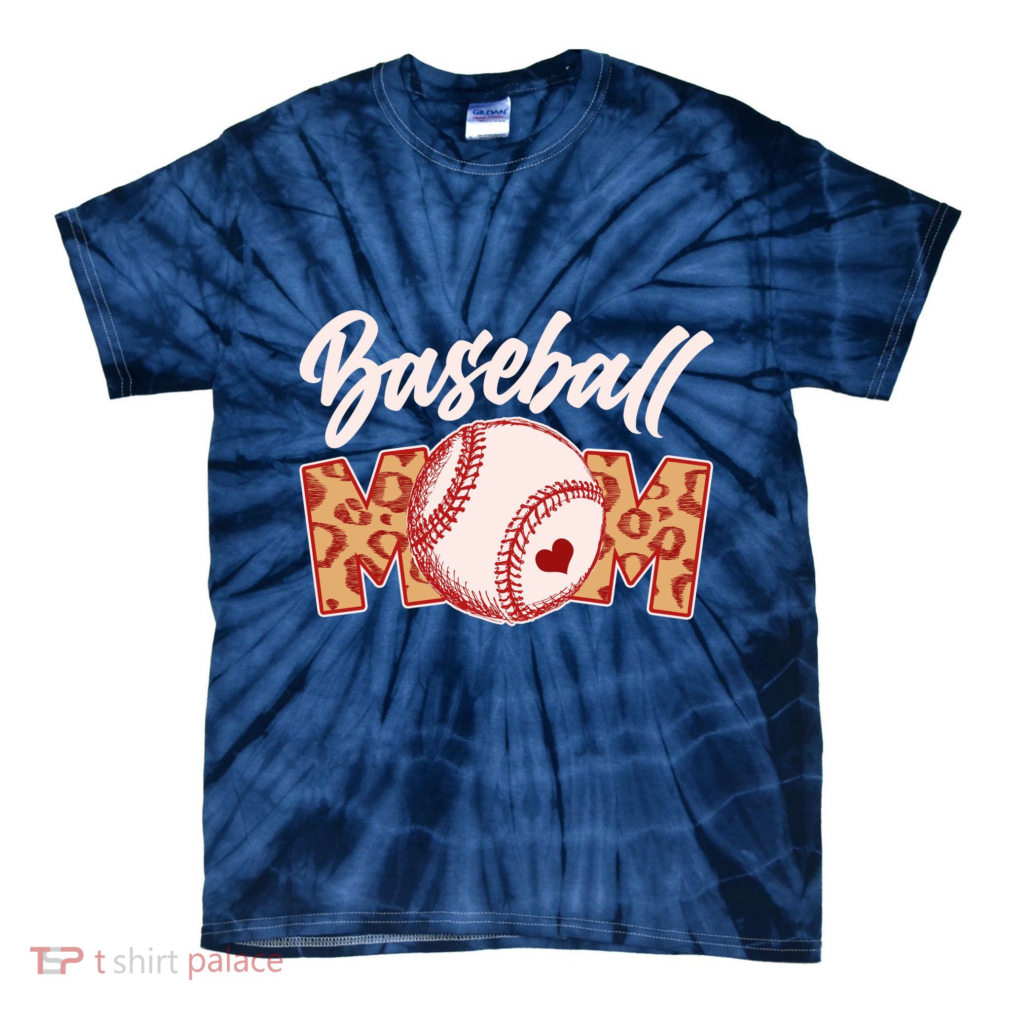 Cute Stylish Leopard Print Baseball Mom Tie-Dye T-Shirt