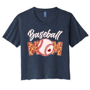 Cute Stylish Leopard Print Baseball Mom Women's Crop Top Tee