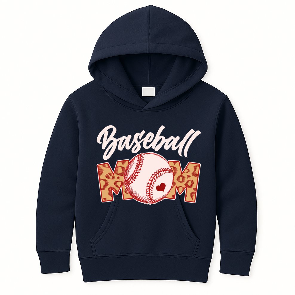 Cute Stylish Leopard Print Baseball Mom Kids Hoodie