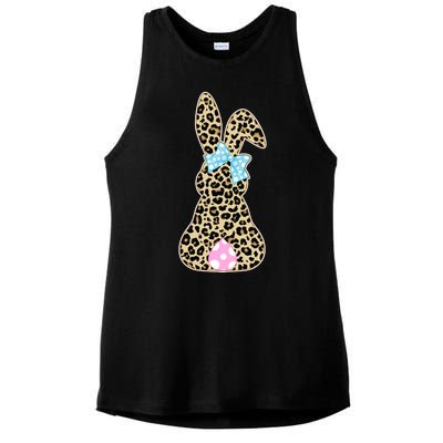 Cute Stylish Leopard Print Easter Bunny Ladies PosiCharge Tri-Blend Wicking Tank