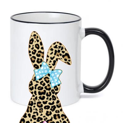 Cute Stylish Leopard Print Easter Bunny 11oz Black Color Changing Mug