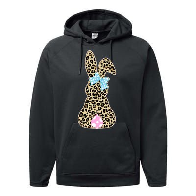 Cute Stylish Leopard Print Easter Bunny Performance Fleece Hoodie