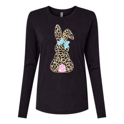 Cute Stylish Leopard Print Easter Bunny Womens Cotton Relaxed Long Sleeve T-Shirt