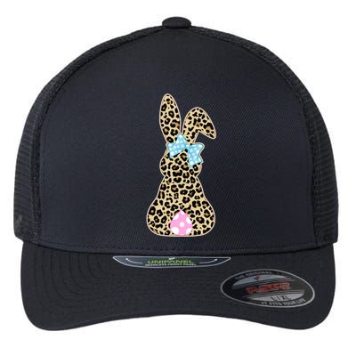 Cute Stylish Leopard Print Easter Bunny Flexfit Unipanel Trucker Cap