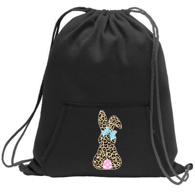 Cute Stylish Leopard Print Easter Bunny Sweatshirt Cinch Pack Bag