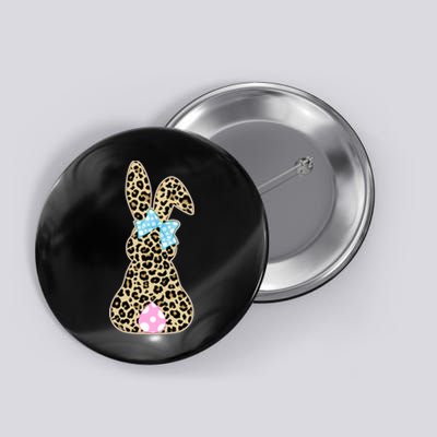 Cute Stylish Leopard Print Easter Bunny Button