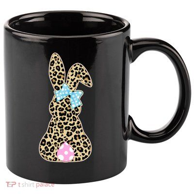 Cute Stylish Leopard Print Easter Bunny 11oz C Handle Ceramic Mug