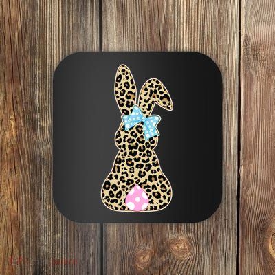 Cute Stylish Leopard Print Easter Bunny Coaster