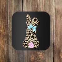 Cute Stylish Leopard Print Easter Bunny Coaster