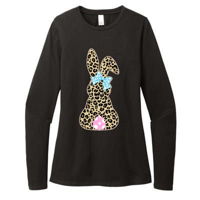 Cute Stylish Leopard Print Easter Bunny Womens CVC Long Sleeve Shirt