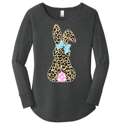 Cute Stylish Leopard Print Easter Bunny Women's Perfect Tri Tunic Long Sleeve Shirt