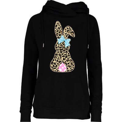 Cute Stylish Leopard Print Easter Bunny Womens Funnel Neck Pullover Hood