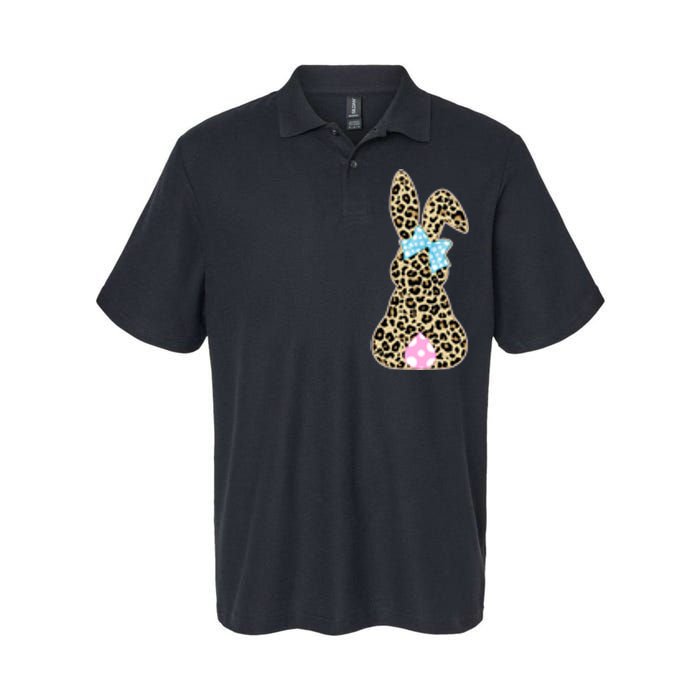 Cute Stylish Leopard Print Easter Bunny Softstyle Adult Sport Polo