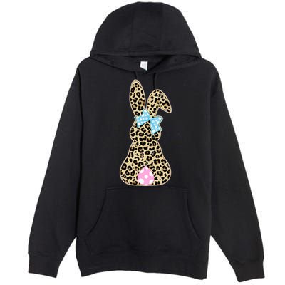 Cute Stylish Leopard Print Easter Bunny Premium Pullover Hoodie