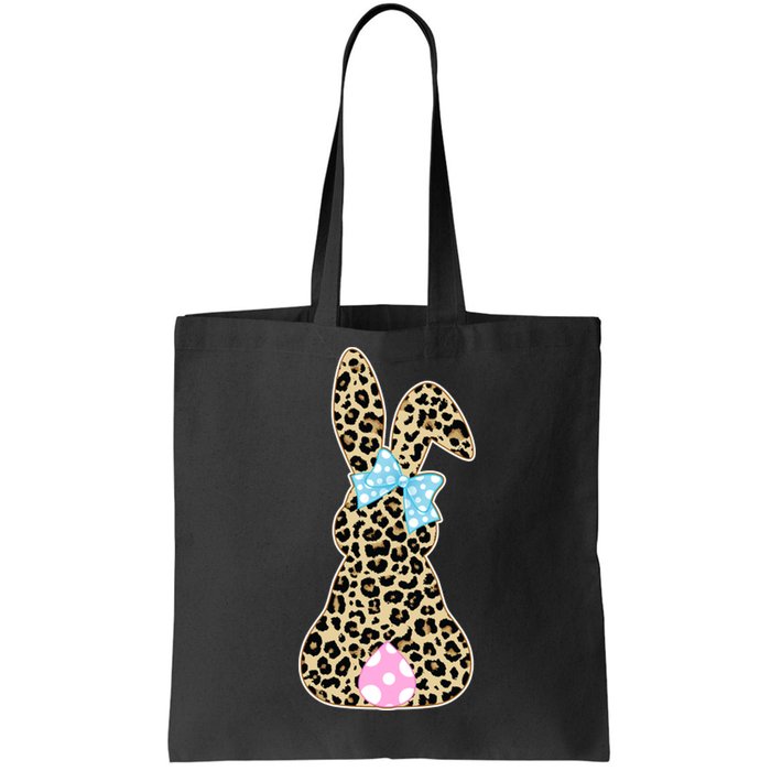 Cute Stylish Leopard Print Easter Bunny Tote Bag