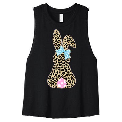 Cute Stylish Leopard Print Easter Bunny Women's Racerback Cropped Tank