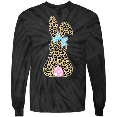 Cute Stylish Leopard Print Easter Bunny Tie-Dye Long Sleeve Shirt