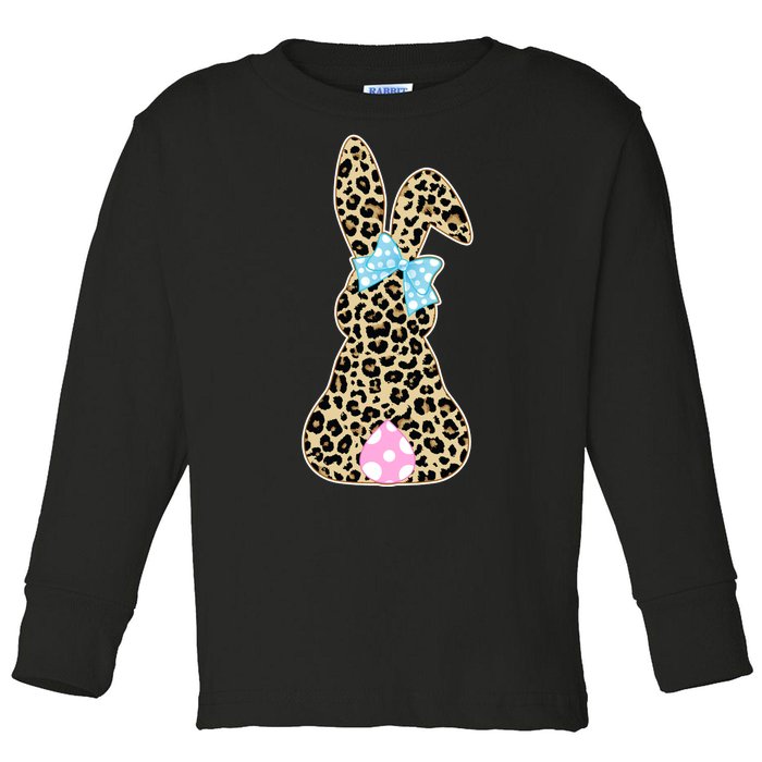 Cute Stylish Leopard Print Easter Bunny Toddler Long Sleeve Shirt