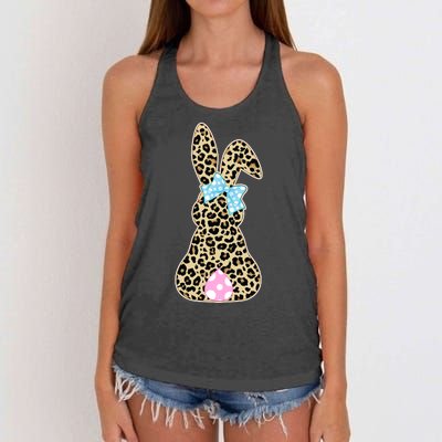 Cute Stylish Leopard Print Easter Bunny Women's Knotted Racerback Tank