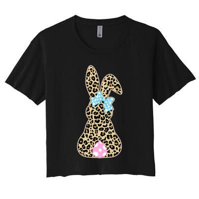 Cute Stylish Leopard Print Easter Bunny Crop Top