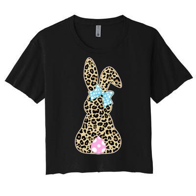 Cute Stylish Leopard Print Easter Bunny Women's Crop Top Tee