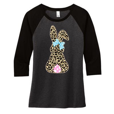 Cute Stylish Leopard Print Easter Bunny Women's Tri-Blend 3/4-Sleeve Raglan Shirt