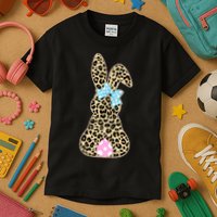 Cute Stylish Leopard Print Easter Bunny Kids T-Shirt