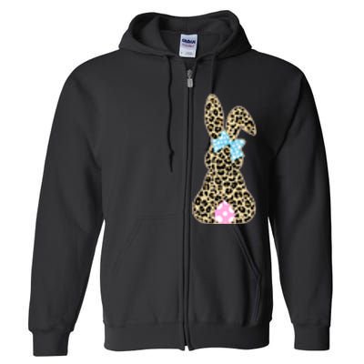 Cute Stylish Leopard Print Easter Bunny Full Zip Hoodie