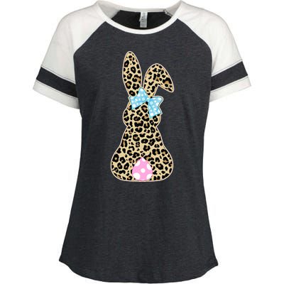 Cute Stylish Leopard Print Easter Bunny Enza Ladies Jersey Colorblock Tee