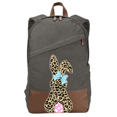 Cute Stylish Leopard Print Easter Bunny Cotton Canvas Backpack