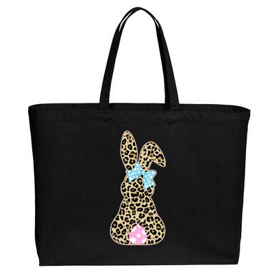 Cute Stylish Leopard Print Easter Bunny Cotton Canvas Jumbo Tote