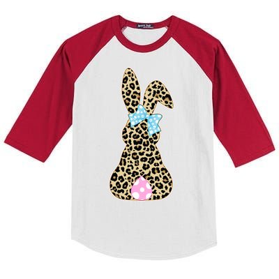 Cute Stylish Leopard Print Easter Bunny Kids Colorblock Raglan Jersey