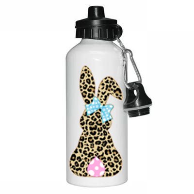 Cute Stylish Leopard Print Easter Bunny Aluminum Water Bottle 