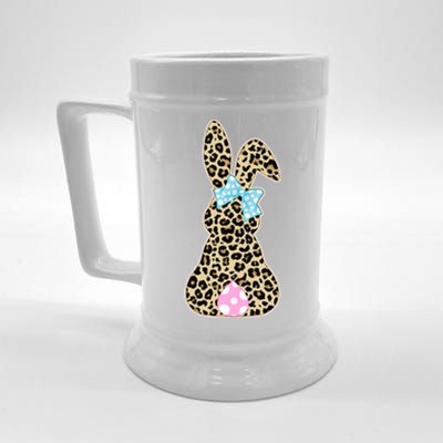 Cute Stylish Leopard Print Easter Bunny Beer Stein